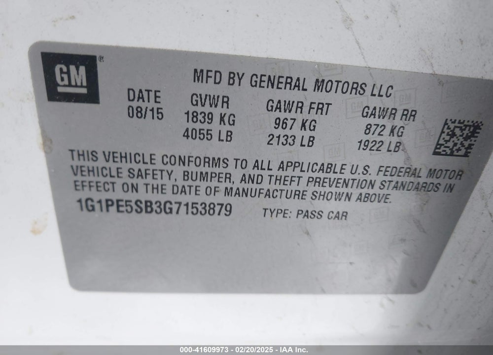 2016 CHEVROLET CRUZE LIMITED 1LT AUTO VIN: 1G1PE5SB3G7153879