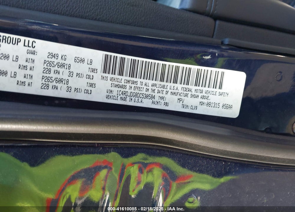 2013 DODGE DURANGO CREW VIN: 1C4RDJDG8DC530584