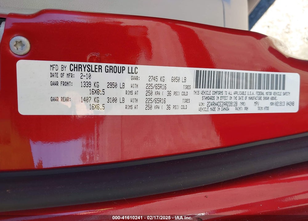 2010 DODGE GRAND CARAVAN SE VIN: 2D4RN4DE2AR239128