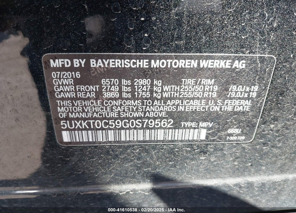 2016 BMW X5 EDRIVE XDRIVE40E VIN: 5UXKT0C59G0S79562