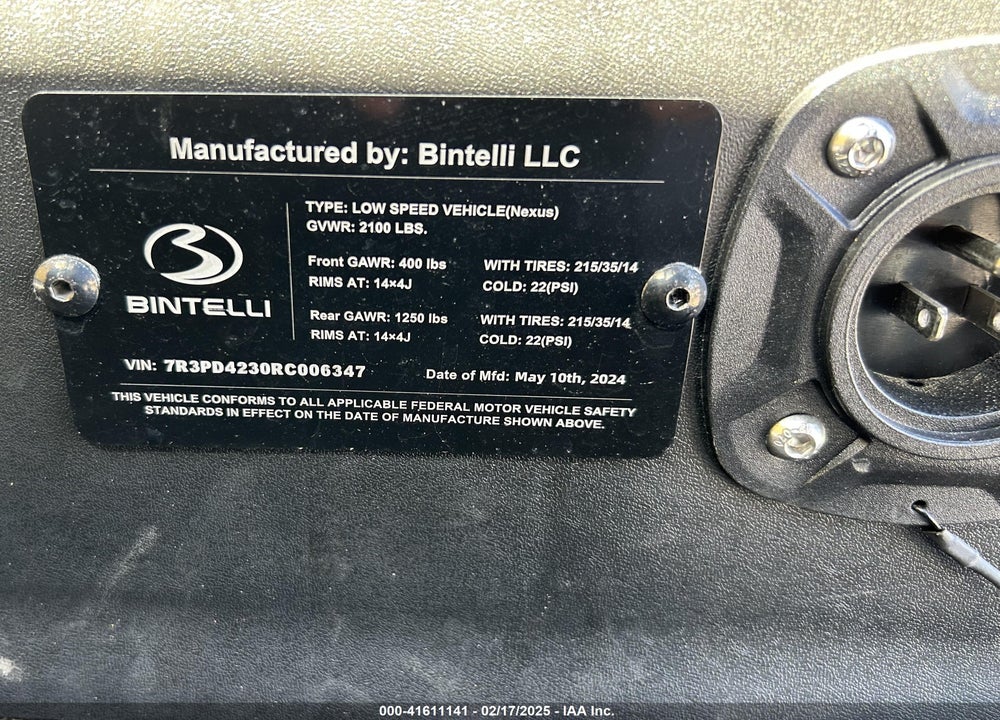 2024 BINTELLI NEXUS VIN: 7R3PD4230RC006347