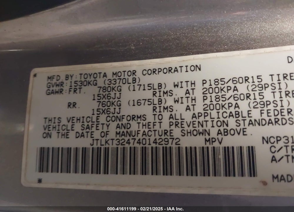 2004 SCION XB VIN: JTLKT324740142972