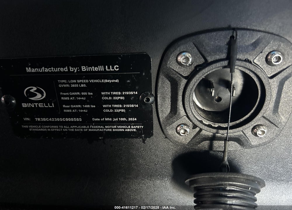 2025 BINTELLI BEYOND VIN: 7R3BC4230SC008585