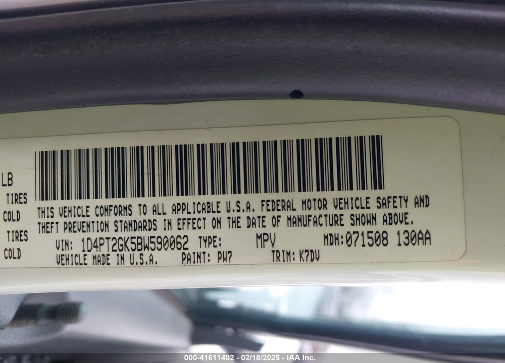 2011 DODGE NITRO SE VIN: 1D4PT2GK5BW590062