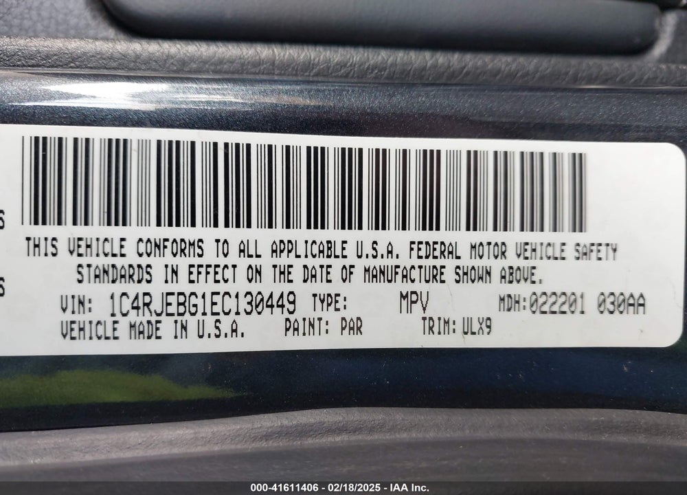 2014 JEEP GRAND CHEROKEE LIMITED VIN: 1C4RJEBG1EC130449
