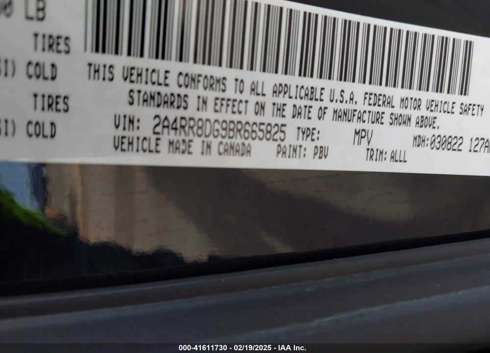 2011 CHRYSLER TOWN & COUNTRY TOURING-L VIN: 2A4RR8DG9BR665825