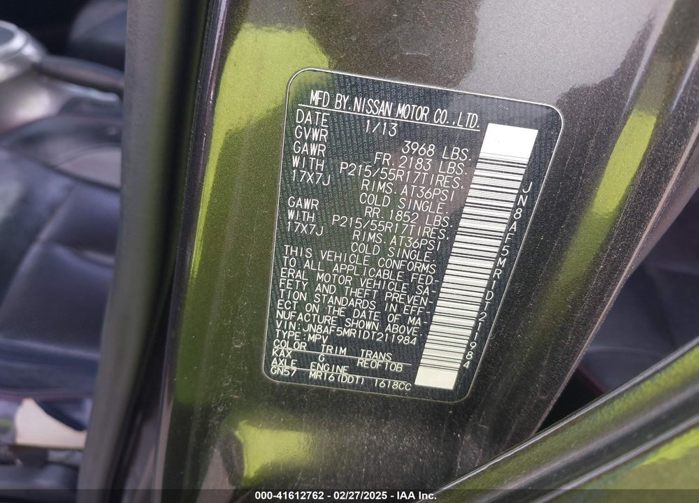 2013 NISSAN JUKE VIN: JN8AF5MR1DT211984