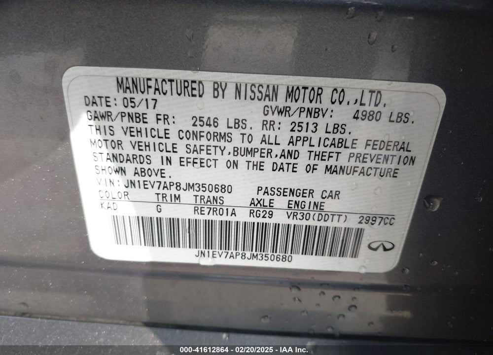 2018 INFINITI Q50 3.0T LUXE VIN: JN1EV7AP8JM350680