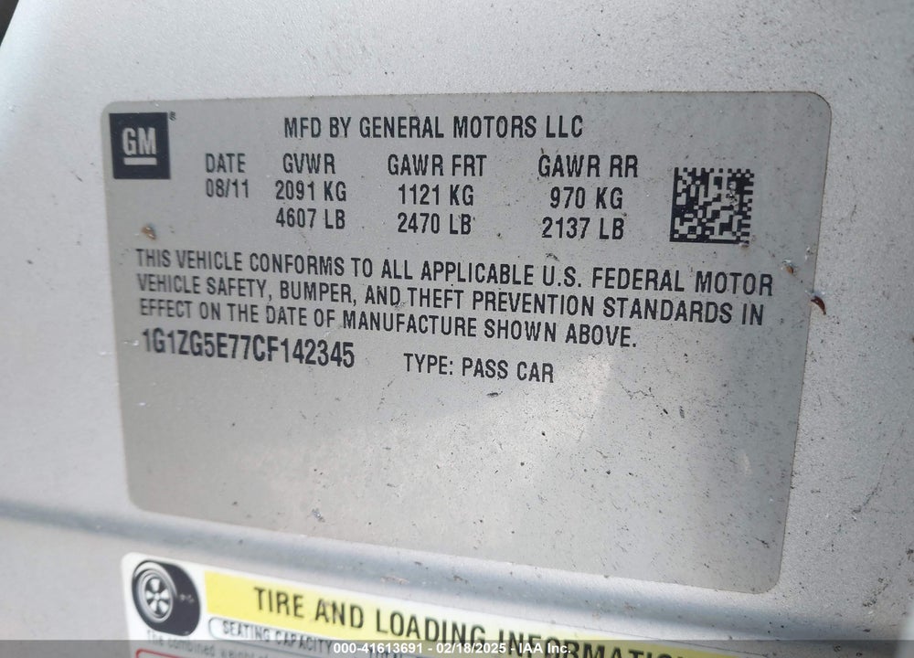 2012 CHEVROLET MALIBU VIN: 1G1ZG5E77CF142345
