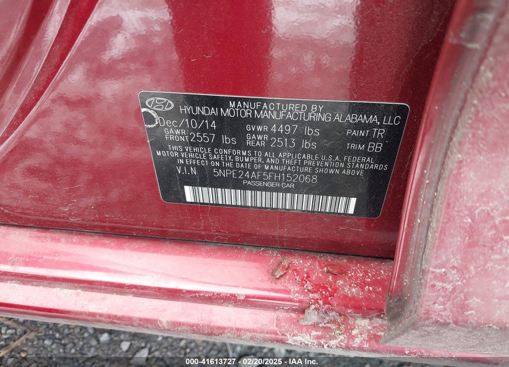 2015 HYUNDAI SONATA VIN: 5NPE24AF5FH152068