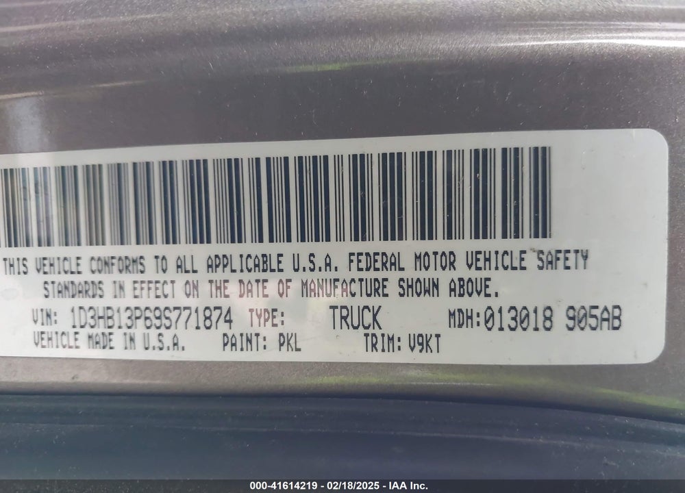 2009 DODGE RAM 1500 VIN: 1D3HB13P69S771874