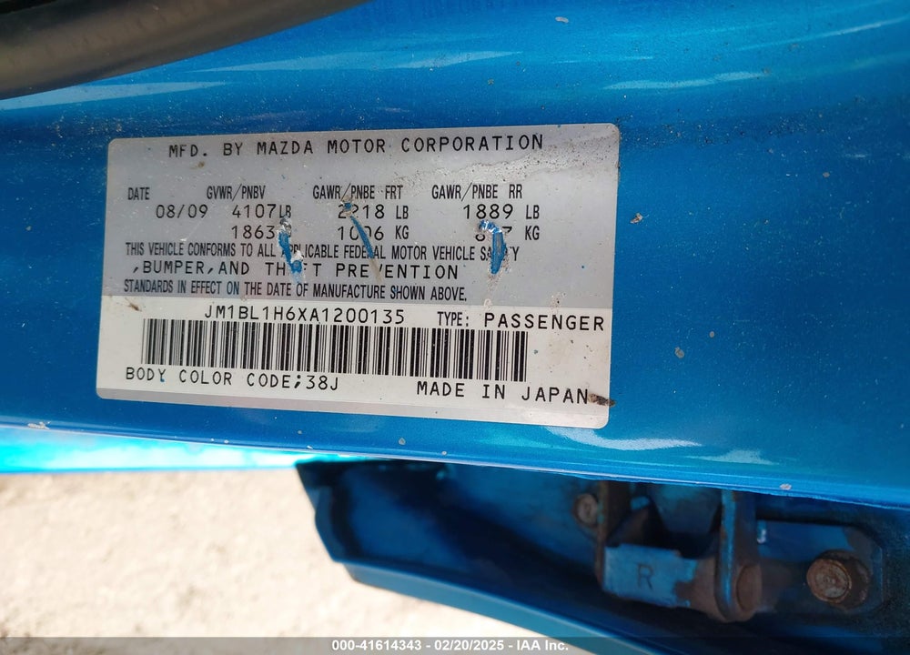 2010 MAZDA MAZDA3 VIN: JM1BL1H6XA1200135