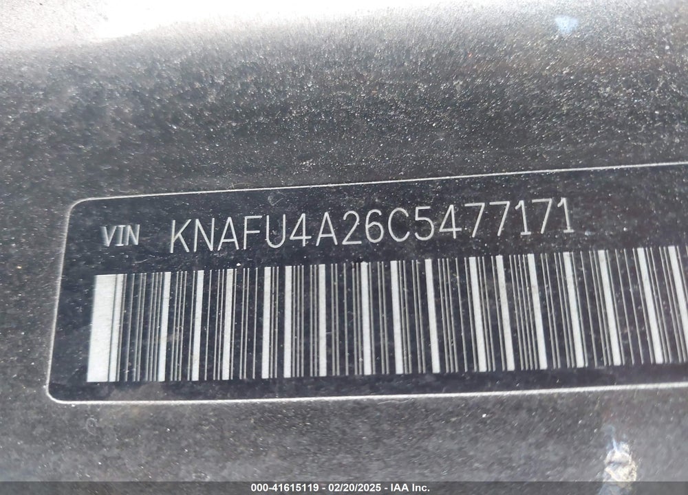2012 KIA FORTE VIN: KNAFU4A26C5477171