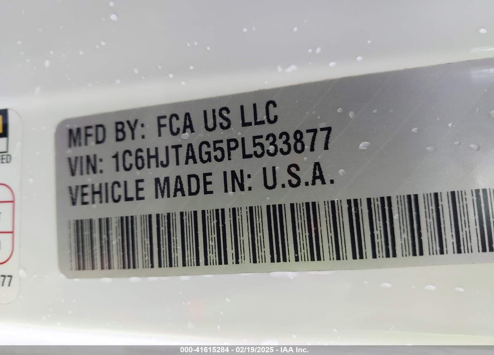 2023 JEEP GLADIATOR VIN: 1C6HJTAG5PL533877
