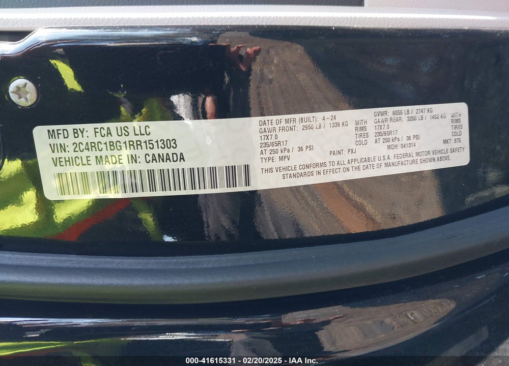 2024 CHRYSLER PACIFICA TOURING L VIN: 2C4RC1BG1RR151303