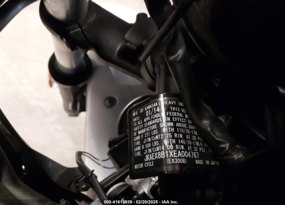 2014 KAWASAKI EX300 B VIN: JKAEX8B1XEA004767