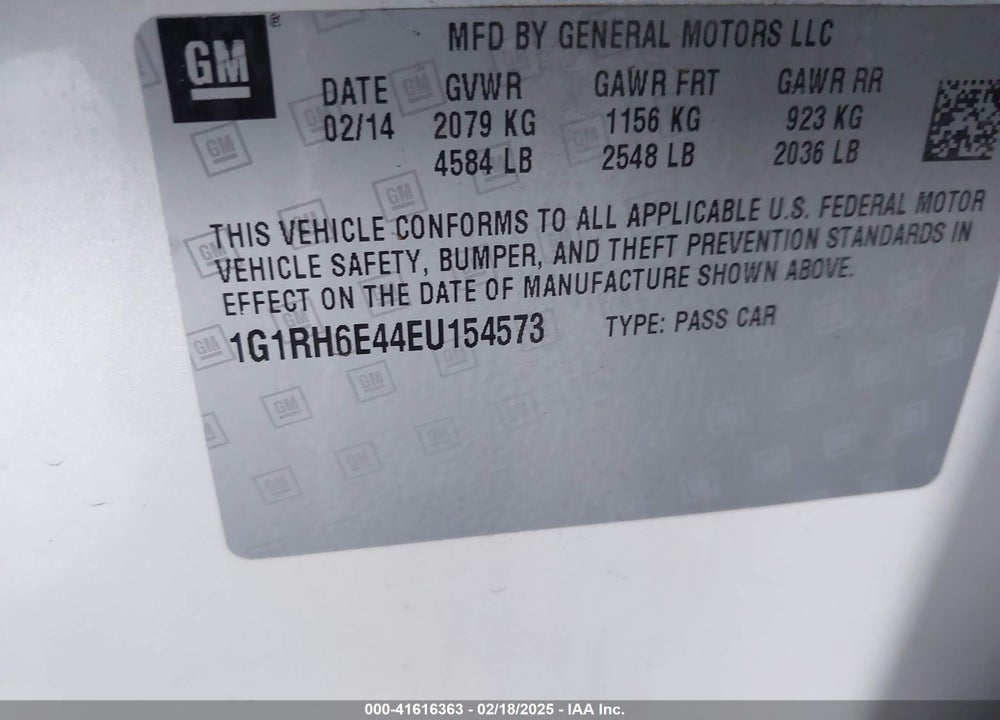 2014 CHEVROLET VOLT VIN: 1G1RH6E44EU154573