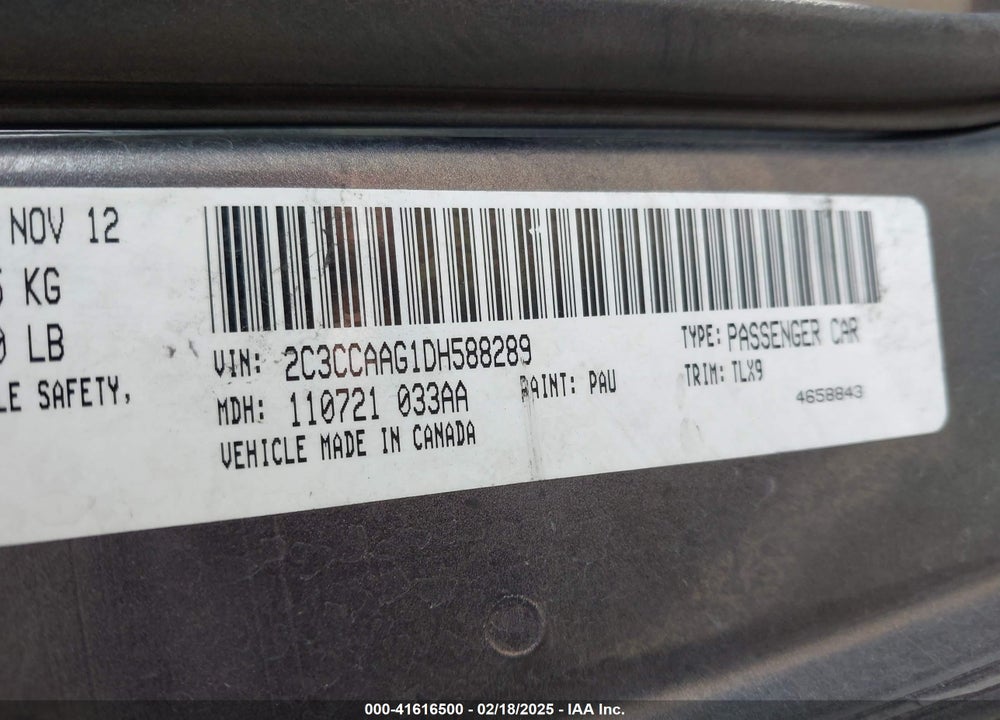 2013 CHRYSLER 300 VIN: 2C3CCAAG1DH588289