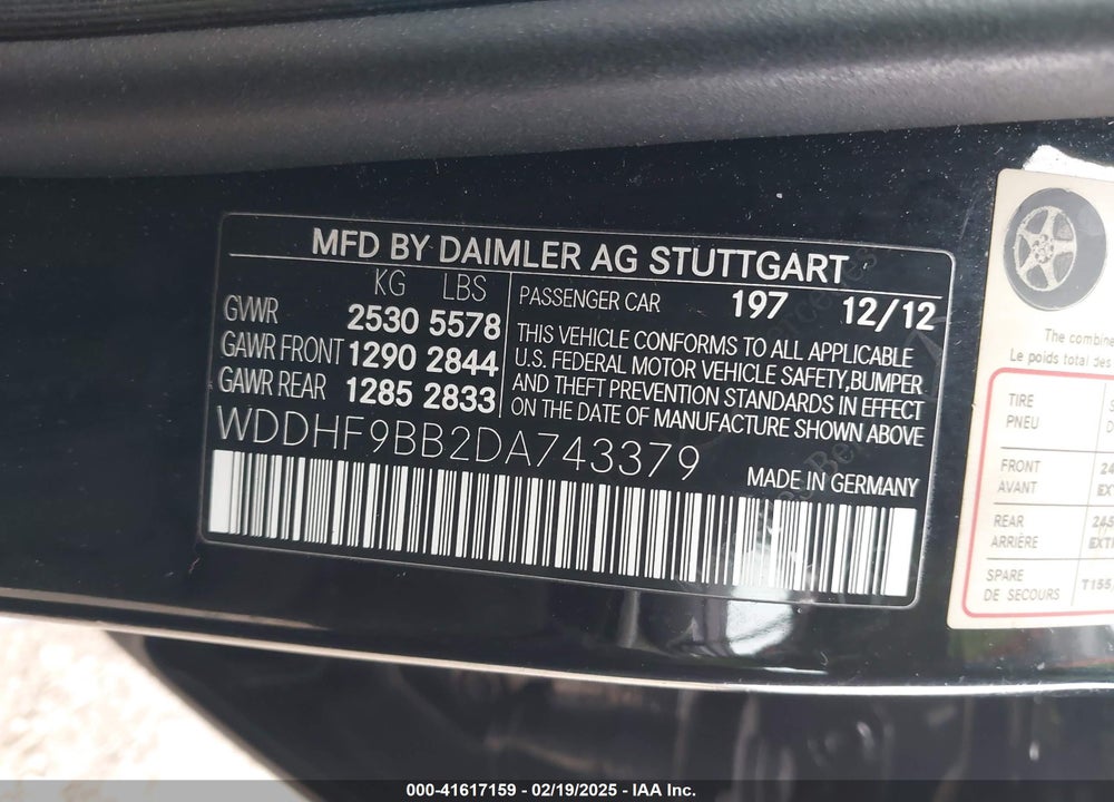 2013 MERCEDES-BENZ E 550 4MATIC VIN: WDDHF9BB2DA743379