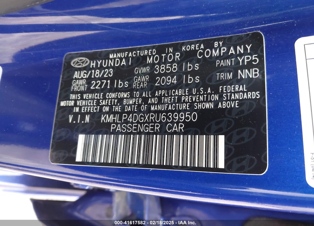 2024 HYUNDAI ELANTRA LIMITED VIN: KMHLP4DGXRU639950