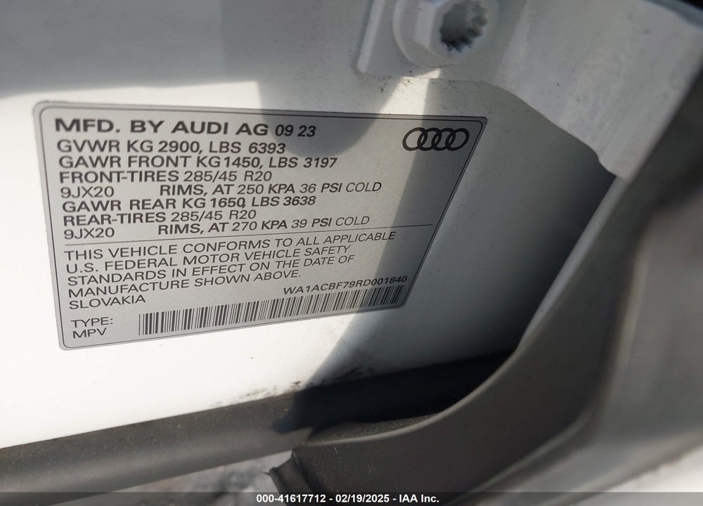 2024 AUDI Q7 VIN: WA1ACBF79RD001840