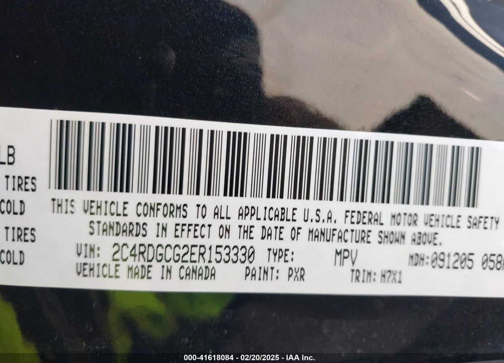 2014 DODGE GRAND CARAVAN SXT VIN: 2C4RDGCG2ER153330