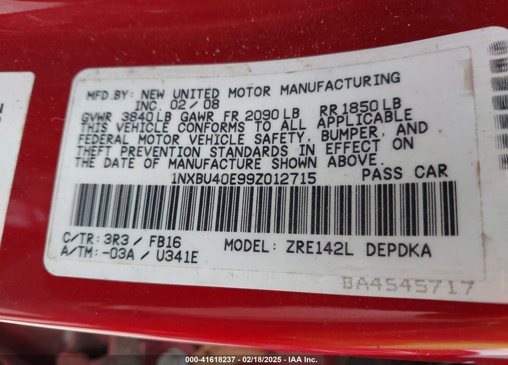 2009 TOYOTA COROLLA LE VIN: 1NXBU40E99Z012715