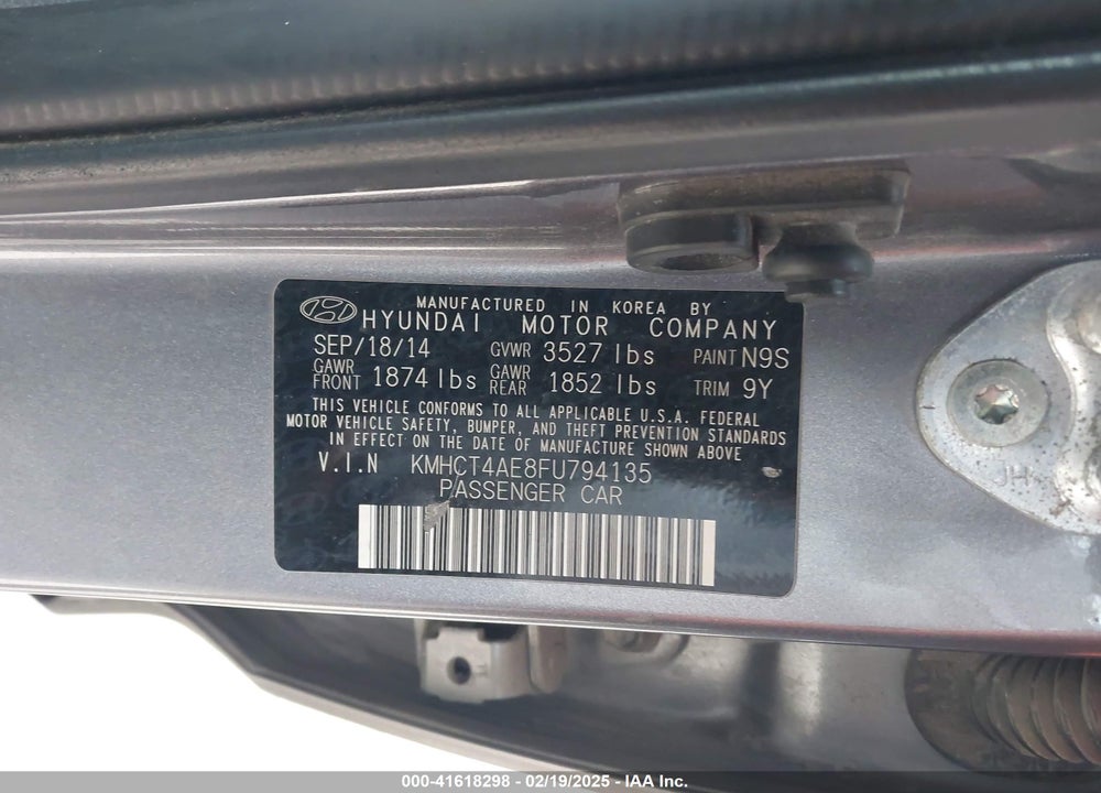 2015 HYUNDAI ACCENT VIN: KMHCT4AE8FU794135