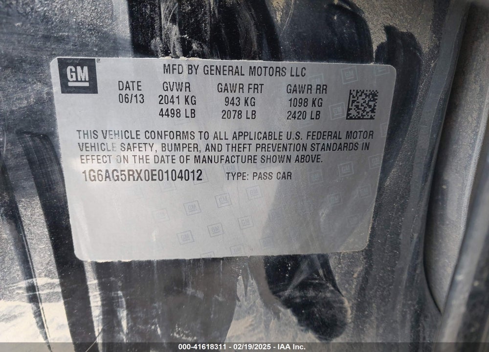 2014 CADILLAC ATS VIN: 1G6AG5RX0E0104012