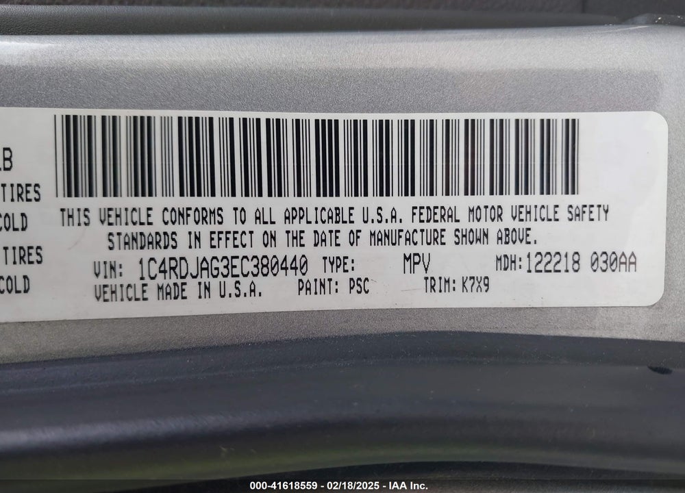 2014 DODGE DURANGO SXT VIN: 1C4RDJAG3EC380440