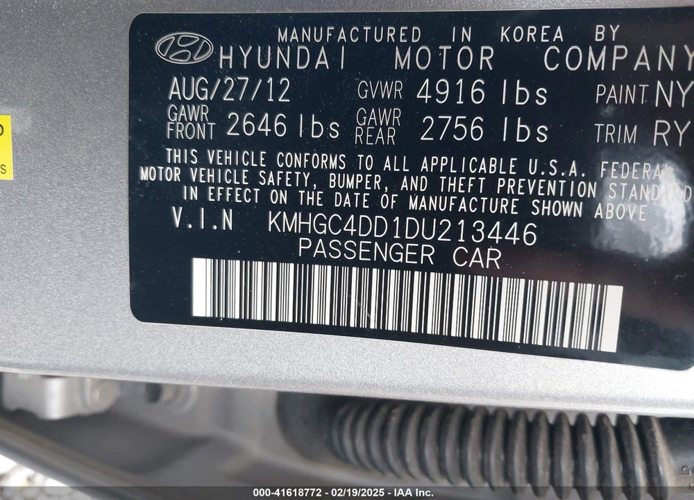 2013 HYUNDAI GENESIS VIN: KMHGC4DD1DU213446