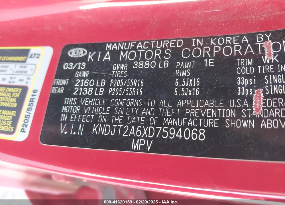 2013 KIA SOUL VIN: KNDJT2A6XD7594068
