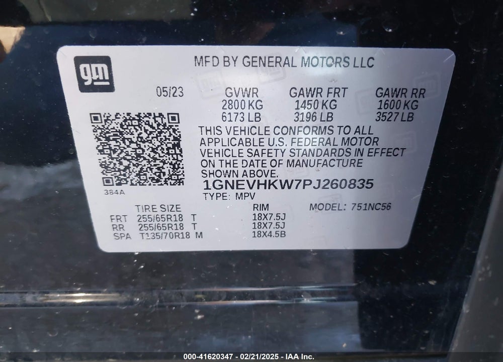 2023 CHEVROLET TRAVERSE AWD LT LEATHER VIN: 1GNEVHKW7PJ260835