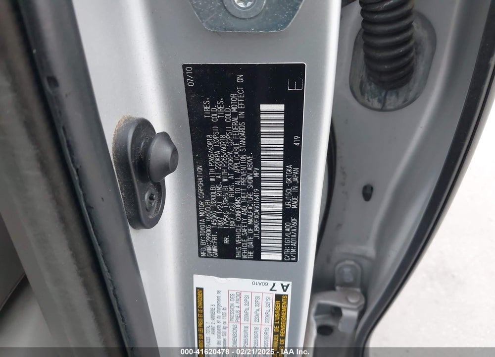 2010 LEXUS GX 460 VIN: JTJBM7FX0A5016419