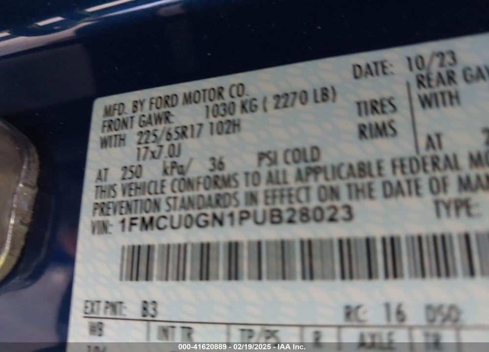 2023 FORD ESCAPE ACTIVE VIN: 1FMCU0GN1PUB28023