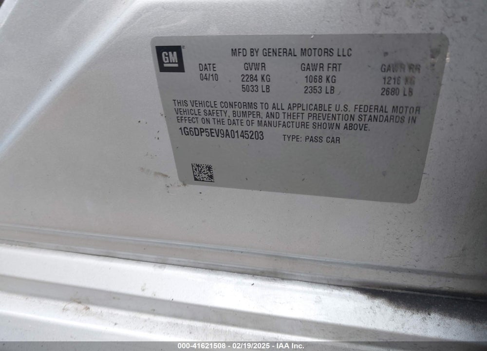 2010 CADILLAC CTS VIN: 1G6DP5EV9A0145203