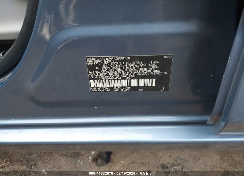 2007 TOYOTA RAV4 VIN: JTMZD33V076049369