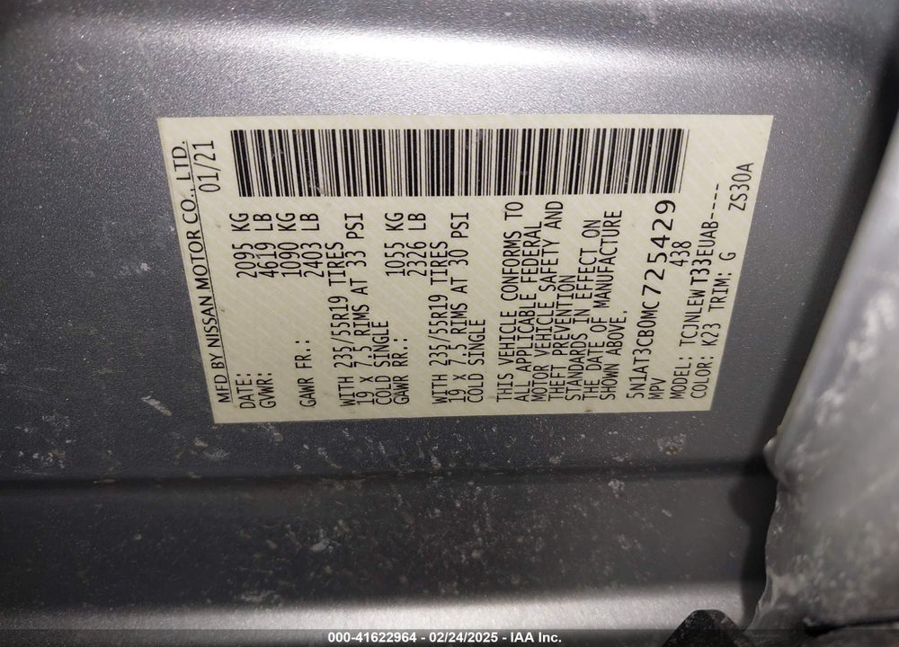 2021 NISSAN ROGUE VIN: 5N1AT3CB0MC725429