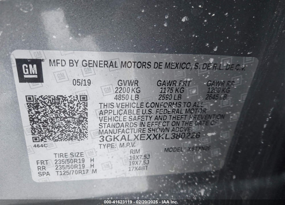 2019 GMC TERRAIN VIN: 3GKALXEXXKL380226