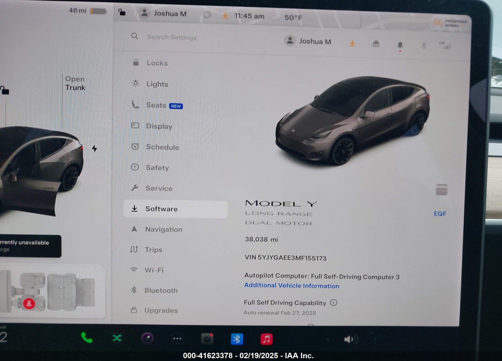 2021 TESLA MODEL Y VIN: 5YJYGAEE3MF155173