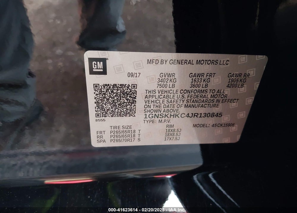 2018 CHEVROLET SUBURBAN LT VIN: 1GNSKHKC4JR130845