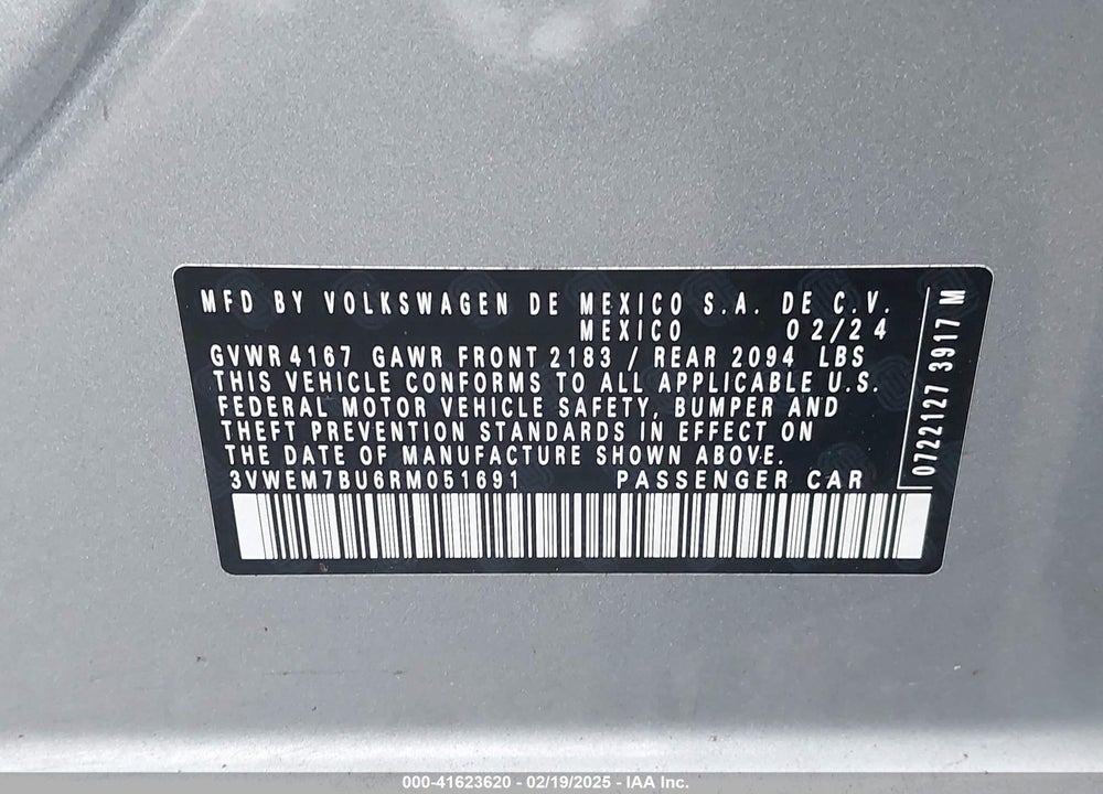 2024 VOLKSWAGEN JETTA VIN: 3VWEM7BU6RM051691