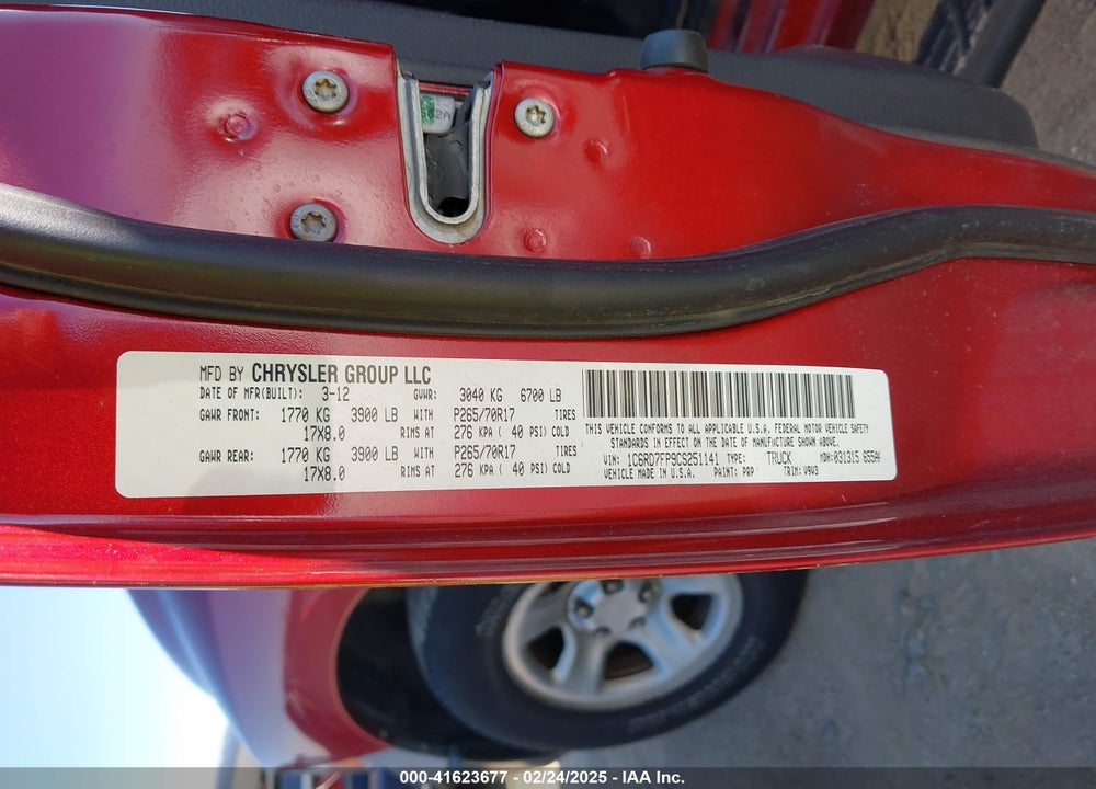 2012 DODGE RAM 1500 VIN: 1C6RD7FP9CS251141