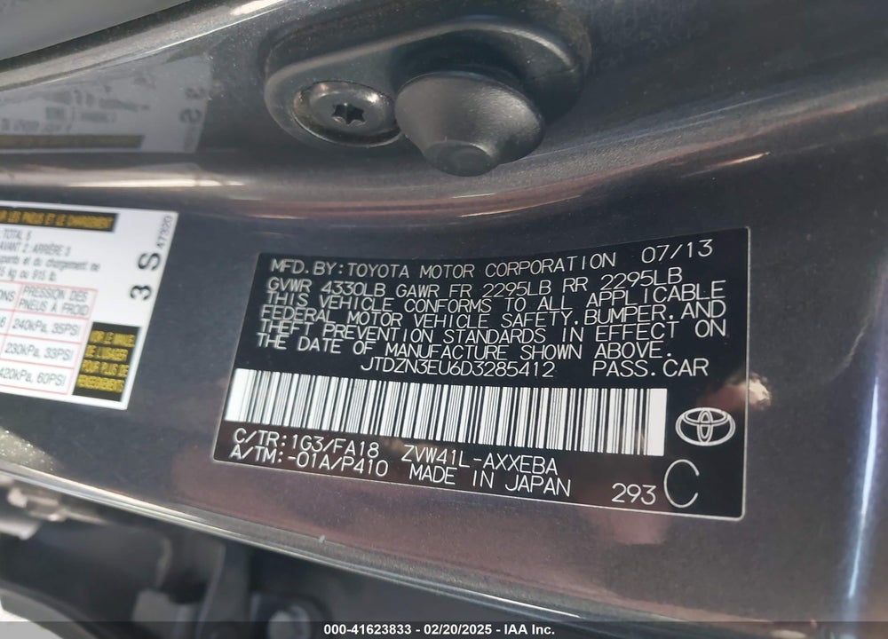 2013 TOYOTA PRIUS V VIN: JTDZN3EU6D3285412