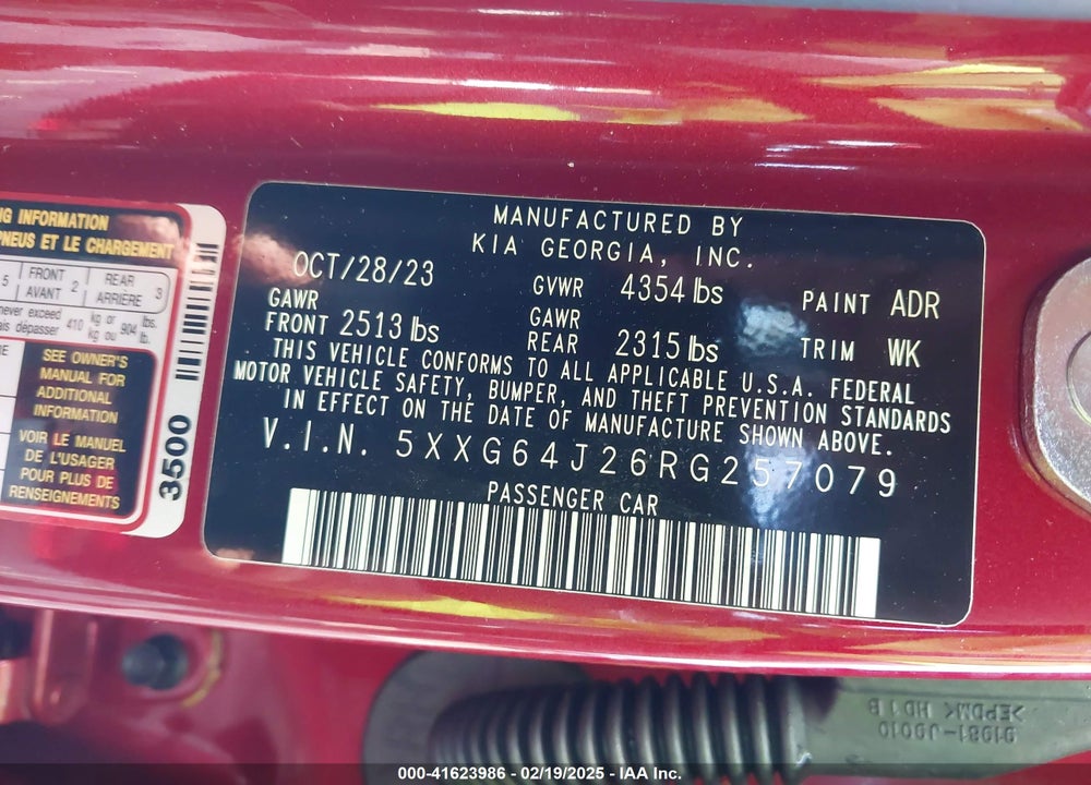 2024 KIA K5 VIN: 5XXG64J26RG257079