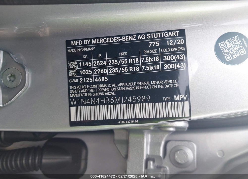 2021 MERCEDES-BENZ GLA 250 VIN: W1N4N4HB6MJ245989