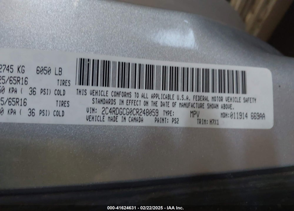 2012 DODGE GRAND CARAVAN SXT VIN: 2C4RDGCG0CR248059