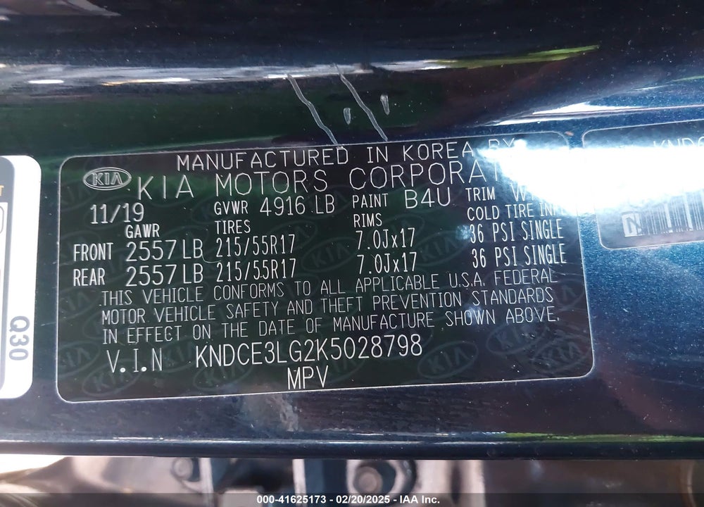 2019 KIA NIRO EV EX PREMIUM VIN: KNDCE3LG2K5028798