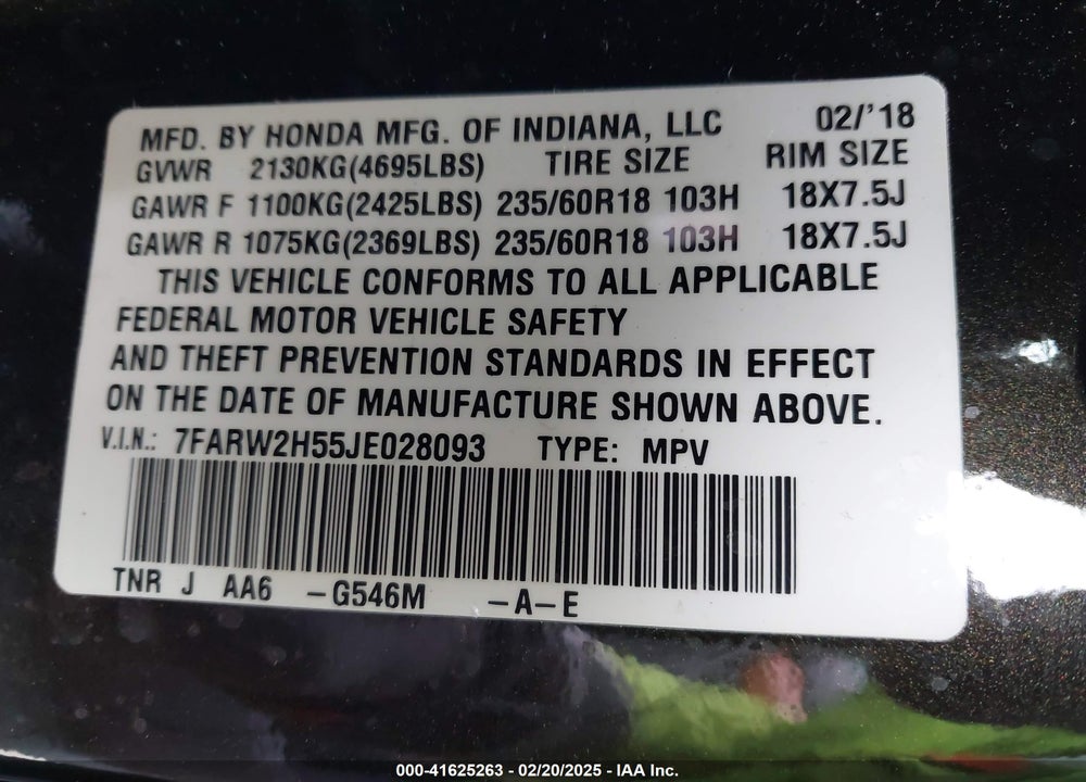 2018 HONDA CR-V EX VIN: 7FARW2H55JE028093
