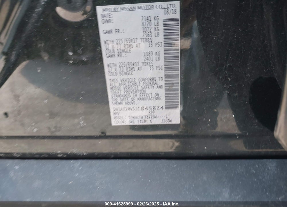2018 NISSAN ROGUE VIN: 5N1AT2MV5JC845824